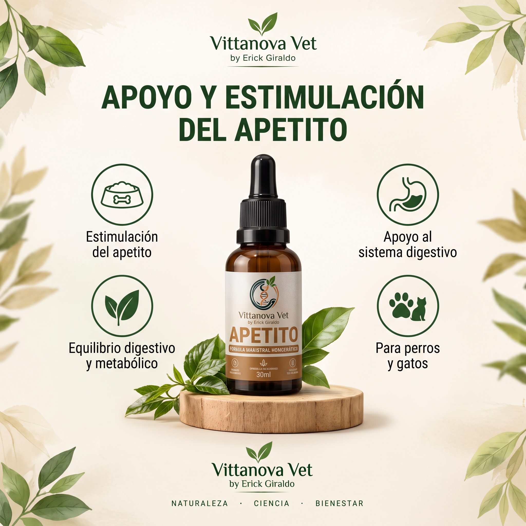 APETITO - Estimulante y Regulador Digestivo Gotas 30 ml | Vittanova Vet